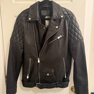 ALLSAINTS MEN MEDIUM BOYSON ASYMMETRICAL BLACK (INK NAVY) BIKER JACKET NWT